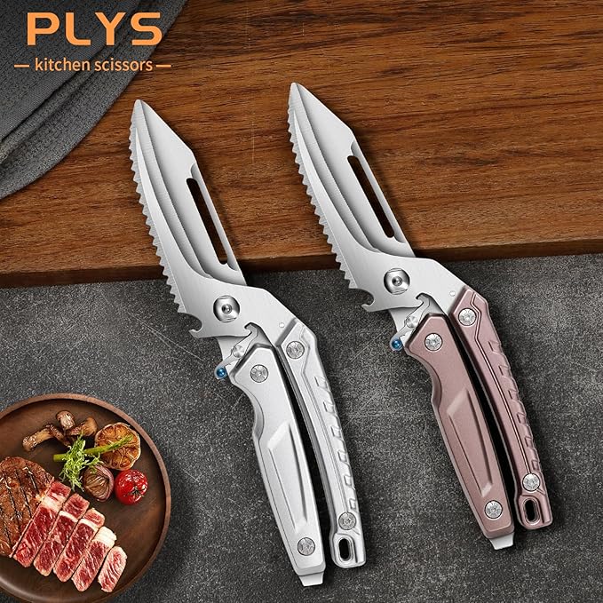 Poultry Shears, Kitchen Scissors for Food, All Purpose Heavy Duty for Chicken Wing/Thigh/Bone, Meat, Quail, Fish, Turkey, Vegetables, Stainless Steel Cooking Aid Scissors, Dishwasher Safe, Separable