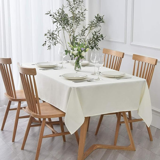 maxmill Jacquard Square Tablecloth Stain Resistant Waterproof Wrinkle Resistant Washable Soft Table Cloth, Decorative Fabric Table Cover for Dining Room, Indoor and Outdoor Use, 52 x 52 Inch, Ivory