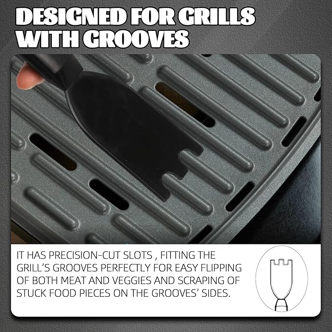 TonGass Grill Scraper for George Foreman Indoor Grills & Most Other Indoor Grills with Grooves, Heat-Resistant Grill Spatula - 2 Pack