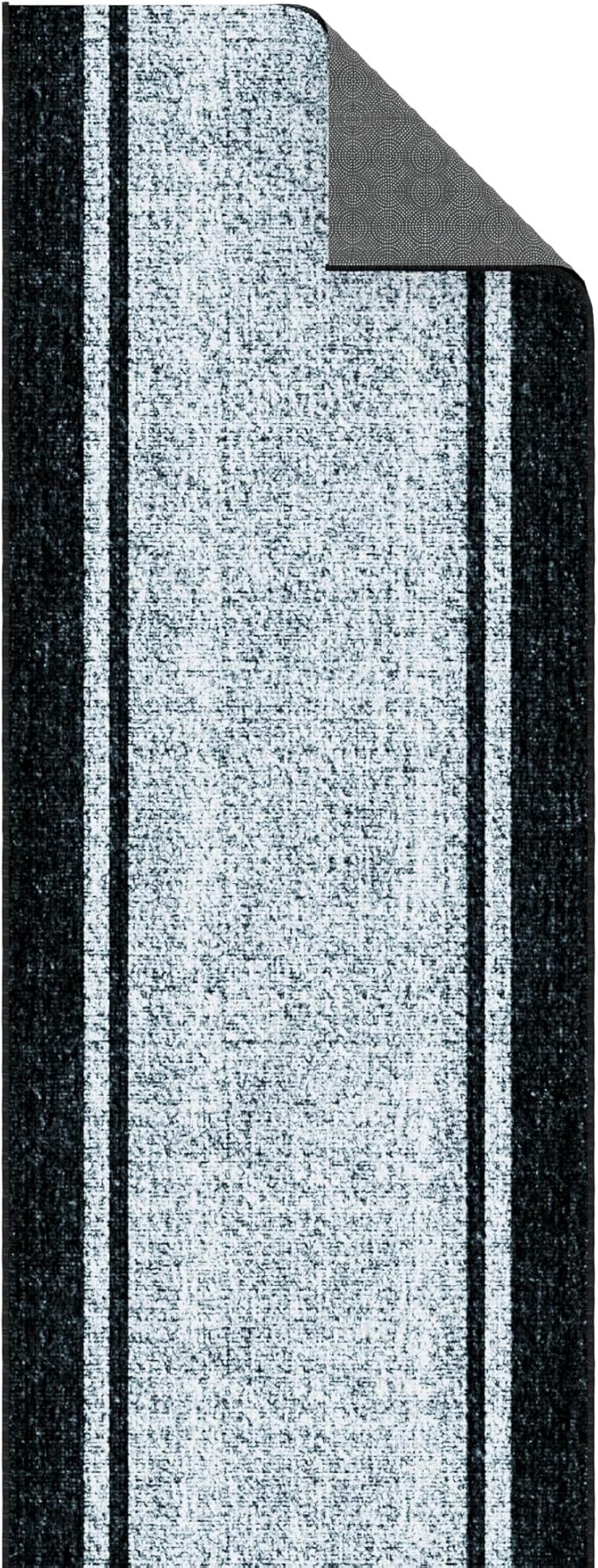 Ottomanson 3-Piece Kitchen Rug Set - Non Slip Runner & Washable Mat - 1'11" x 3' + 1'11" x 4' + 1'11"' x 5' - Durable, Stain Resistant for Entryway, Bedroom and Bathroom, Border Gray