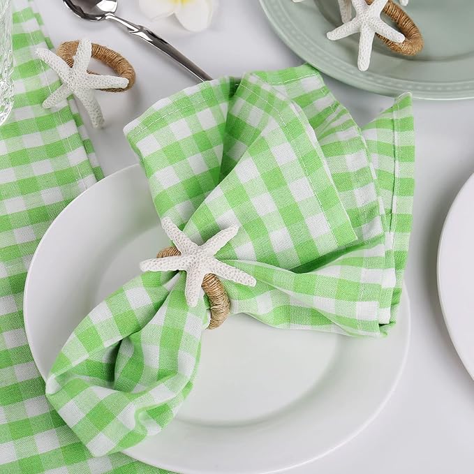 Napkin Rings Set of 6,White Sea Star Napkin Holders for Crafts,Starfish Serviette for Tables,Summer,Wedding, Birthday, Banquet, Thanksgiving Day, Christmas