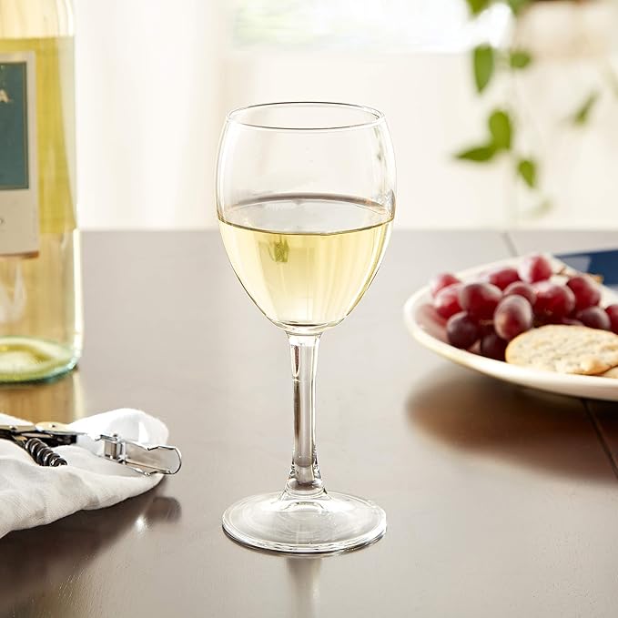 Restaurantware Wine Glass Set 6 Count 11.25 Oz Clear Stemmed Goblet Tempered Glassware With Round Shape Dishwasher Safe, Versatile For Fine Dining