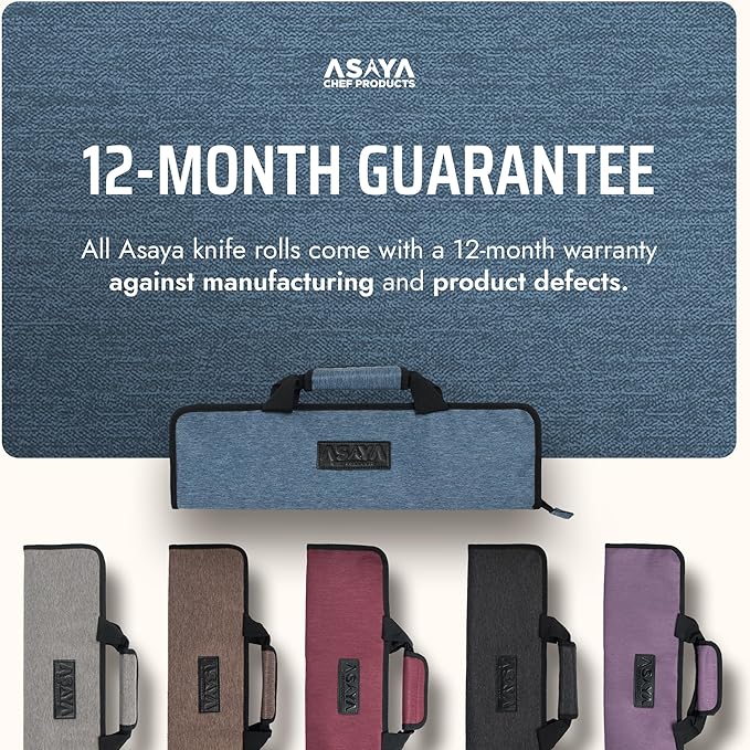 Asaya Chef Knife Roll Bag - 12 Pockets for Knives and Kitchen Utensils - Lightweight, Durable, and Stain Resistant Nylon - Perfect for the Traveling Chef - Knives not Included