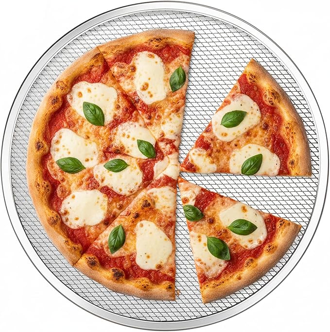 OHiZVZV 3 Pcs 12 Inch Pizza Screen, Aluminum Non-Stick Perforated Pizza Pan with Mesh Design for Oven Baking and Grilling, Dishwasher and Microwave Safe (12 Inch)