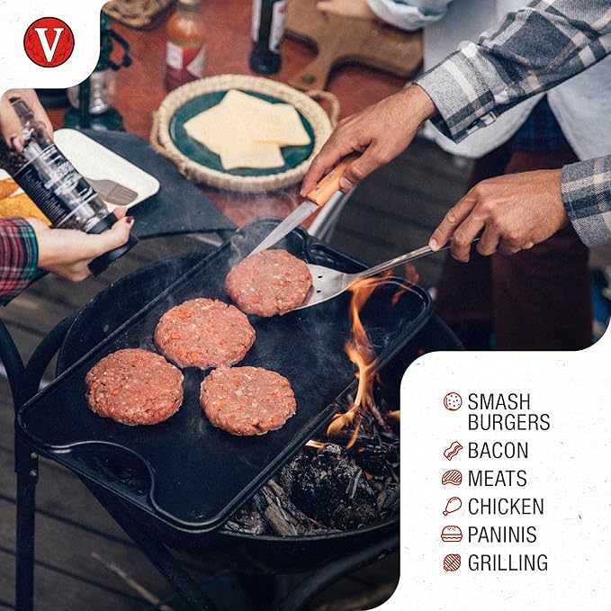 Victoria Round Cast-Iron Meat Press with a Wire Handle, Preseasoned with Flaxseed Oil, Made in Colombia