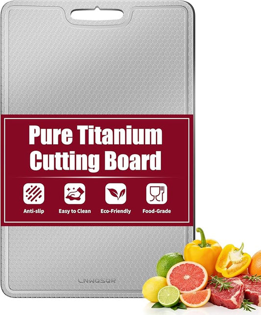 Titanium Cutting Board with Juice Groove,Scratch Resistant,Double-Sided Non-Toxic Titanium Chopping Boards for kitchen Meat, Vegetables andFruits,Dishwasher Safe(14inch*10inch)