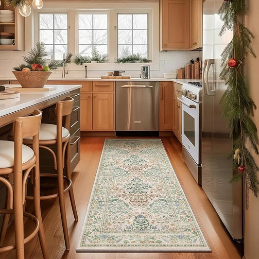 Washable Runners for Hallways Kitchen Rugs: 2'6"x8' Kitchen Runner Stain Resistant Non Slip Low Pile Soft Carpet Runner Rug for Entryway Indoor Hallway Bedroom Beside Bathroom Laundry Room