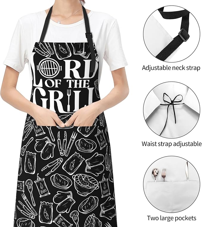 Apron with Pockets Aprons for Women Men Kitchen Chef Apron for Cooking Gardening Server Waitress Painting
