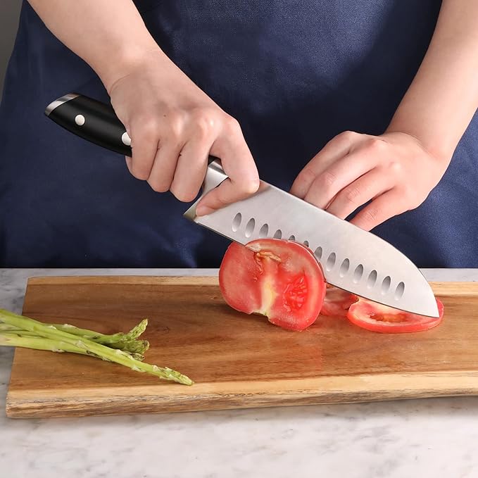 Cangshan ALPS Series 502742 German Steel Forged 7-inch Santoku Knife with Sheath, Black