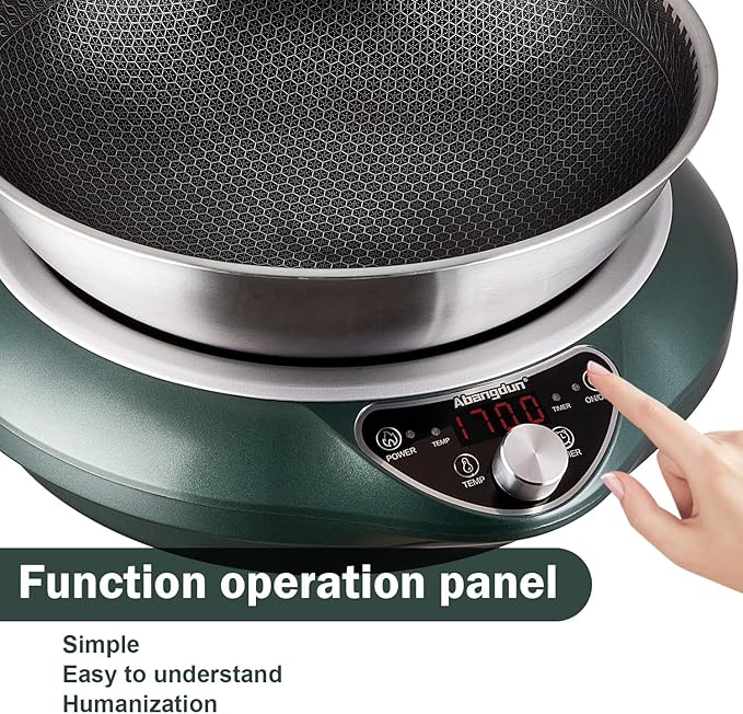 Abangdun Induction Wok Cooktop Induction Burner 1700W/85V~120V Electric Wok Curved Surface Electronic Cooker Concave Stoves