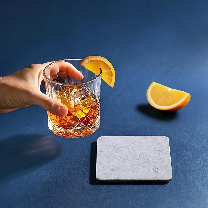 A&A Wonders Premium Felt Coasters for Drink, Two-Tone Reversible, Absorbent Felt Protects Furniture, Table, Anti Slip, Suitable for Drinks & All Table Types (Light Gray/Dark Gray, Square 12 Pack)
