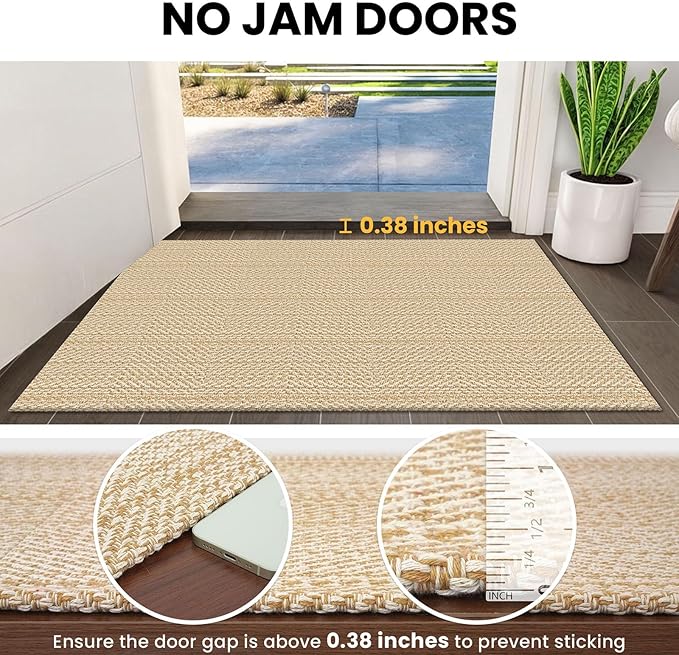 IOHOUZE Washable Exrea Long Hallway Runner Rug 3x16 Non Slip Rubber Backed Kitchen Runner Entryway Runner Indoor, Woven Rug Carpet for Kitchen Hall Entryway Stair, Warm Beige/Orange/Apricot