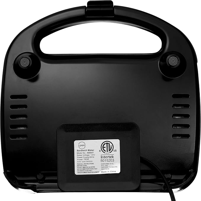 Lumme Sandwich Maker, Sandwich Toaster, Panini Press, Quesadilla Maker, Grilled Cheese, French Toast Press, Pizza Pockets Press, Indicator light, Omelet, White (Black)