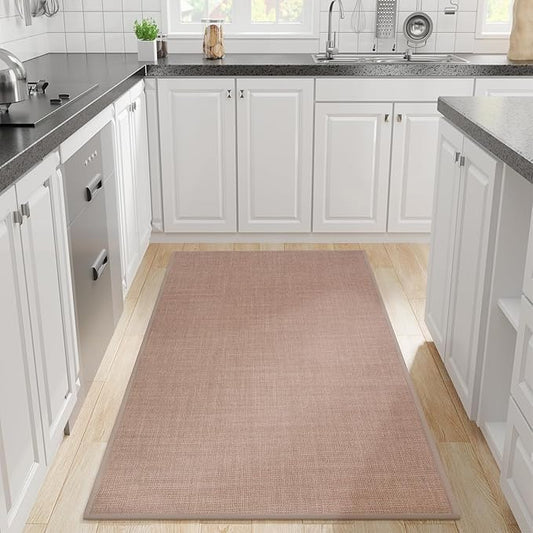 Kitchen Rug, Rubber Non Slip Kitchen Rugs Washable, Absorbent Runner Mat for Floor, Machine Washable Standing Mats for in Front of Sink, Door, Laundry, Entryway, Hallway (Camel, 71" × 35.5")