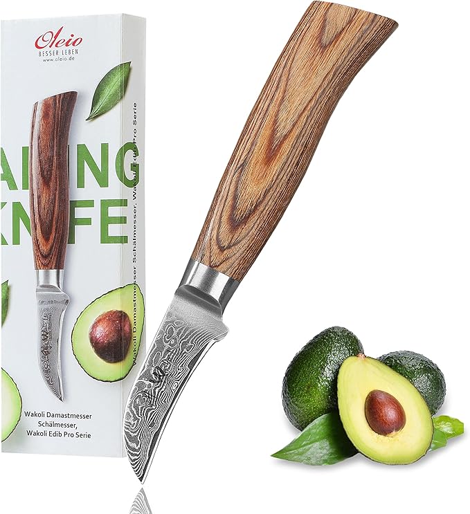 Wakoli EDIB Pro Damascus Peeling Knife – Japanese Style Kitchen Knife | 2.4-Inch Genuine Damascus Steel Blade with VG10 Core | Ergonomic Pakkawood Handle | Professional Chef Knife in Gift Box