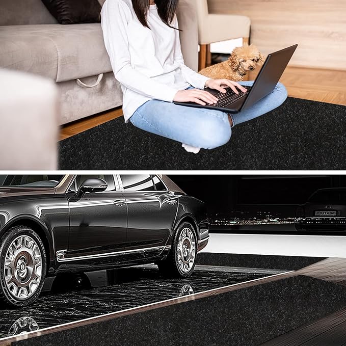 4' x 54' Runner Rugs with Rubber Backing, Indoor Outdoor Utility Carpet Runner Rugs, Black, Can Be Used as Aisle for The RV and Boat, Laundry Room and Balcony