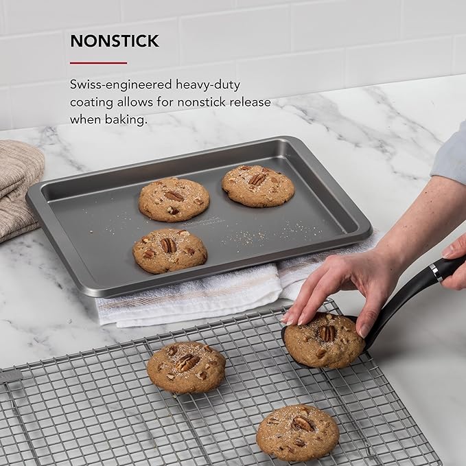 KitchenAid 9x13in Nonstick Aluminized Steel Baking Sheet, Contour Silver (Pack of 6)