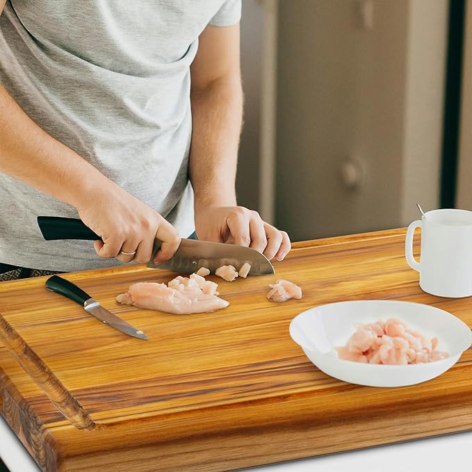 VaeFae Large Teak Wood Cutting Board, Heavy Kitchen Chopping Board for Meat and Vegetables, XXX-Large Size (24 x 18 inches)