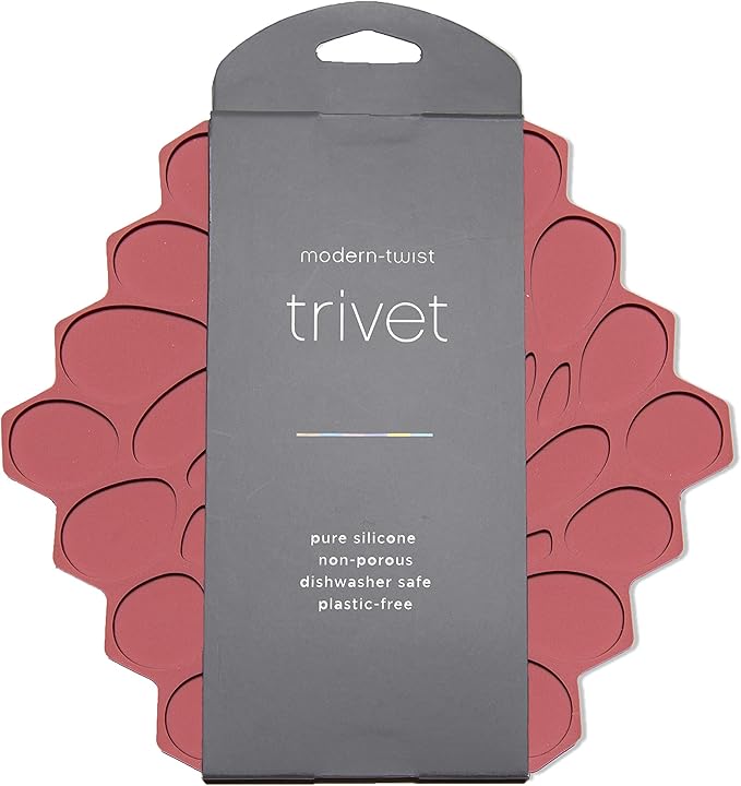 modern-twist 7 x 7" Hive Silicone Trivet, Heat Resistant Up To 675°F, Non Slip, Protects Table From Heat, Rouge, Pack of 1