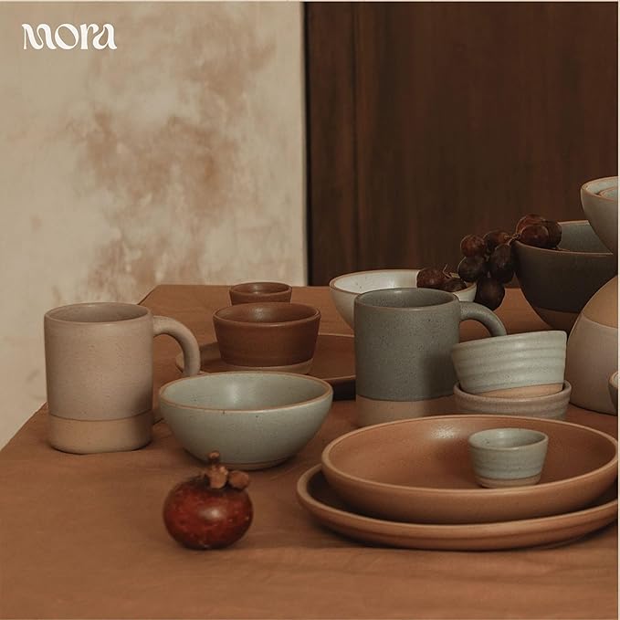 Mora Nano Ramekins Set of 4, 2oz Ceramic Pottery Sauce Cups - Microwave, Oven and Dishwasher Safe - Harvest