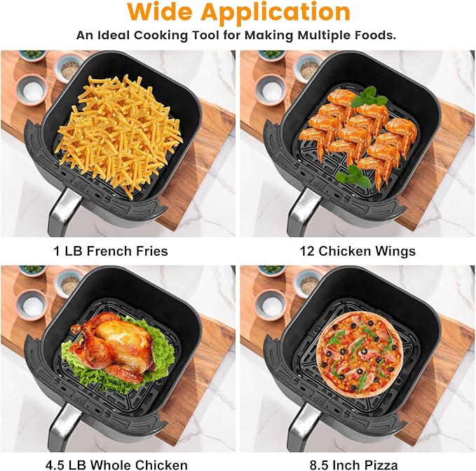 GXF Air fryer Replacement Parts for Instant Pot Vortex Plus 6 in 1 4 Quart Air Fryer Oven, 7.5''×7.5'' Square Food Grade Air Fryer Grill Pan Grill Plate Crisper Plate Accessories Tray Rack