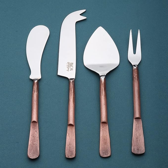 INOX artisans Celia Cheese Knives, Spreader & Fork Set