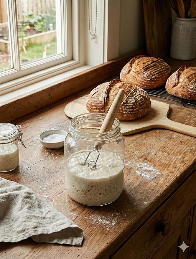 Sourdough Starter Stirring Hook and Dough Whisk | Improve the Mixing Standard Of Your Starter For Better Baking Results | Up Your Sourdough Starter Game | New England Sourdough Starter Co. (13 inches)