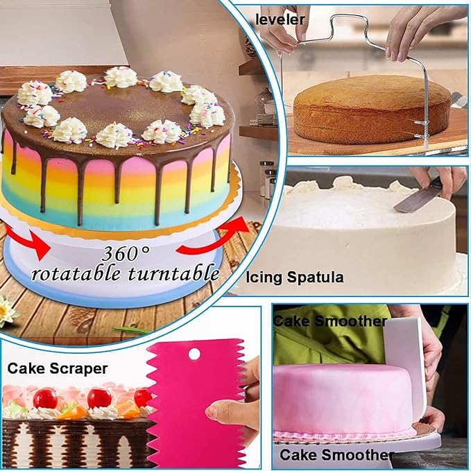 Cake Decorating Kits 567 PCS Baking Set with Springform Pans Set, Rotating Turntable, Decorating Tools, Cake Baking Supplies for Beginners and Cake Lovers (567 PCS Cake Decorating Kits)