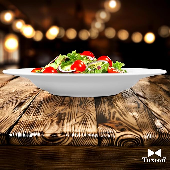 Tuxton China TRE-110 Pasta Bowl, 15 oz., 11-1/8" Diameter x 1-3/4" H, Round, Microwave and Dishwasher Safe, Oven Proof, Fully Vitrified, Ceramic, Reno/Nevada, American White/Eggshell, Pack of 12