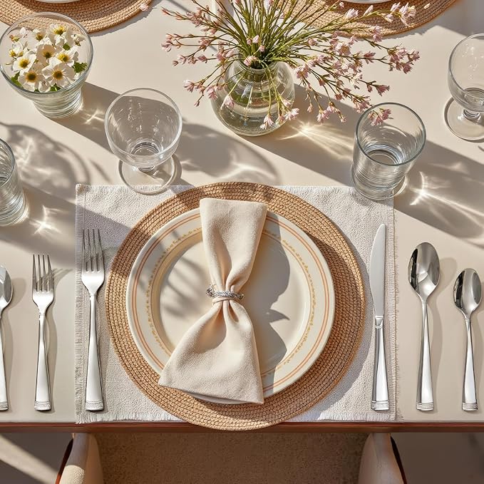 KINGSTONE Silverware Set, 60-Piece Flatware Set for 12, 18/10 Stainless Steel Cutlery Set with Bead Edge, Utensil for Kitchen, Home, Party, Wedding, Mirror Polished, Dishwasher Safe, Featured Gifts