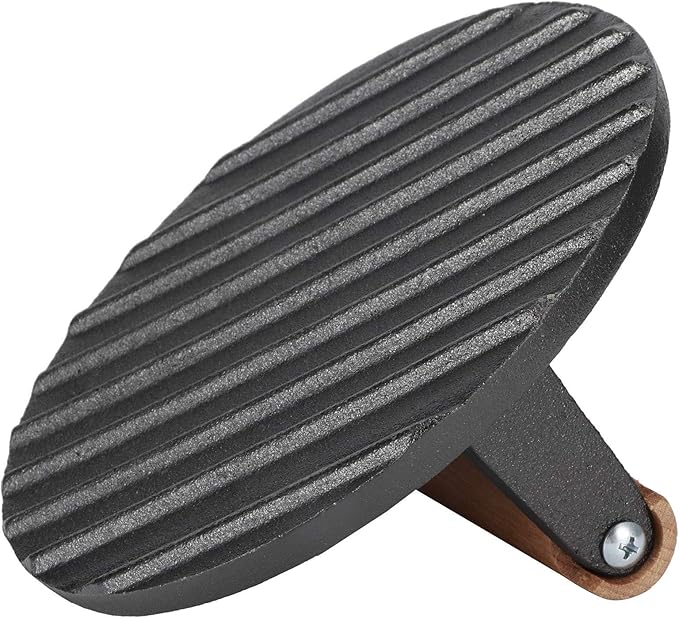Cast Iron Grill Press, 7.1x7.1x3.1 Inch Round Bacon Press with Wooden Handle for Grill Tools BBQ Tools