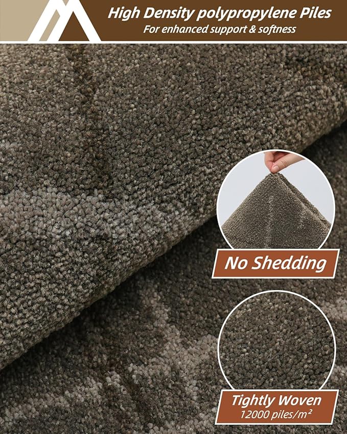 COSY HOMEER Kitchen Mats, 2 PCS Kitchen Rug Non Slip Washable, Absorbent Runner Rugs for Kitchen Floor, Polyester Kitchen Sink Rug 20"x32" + 20"x48"(Brown)