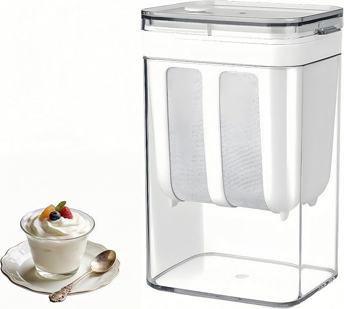 Yogurt Strainer——「0.9QT/0.23GAL Filter」 &「1.9QT/0.475GAL Total」, Yogurt Strainer Greek Yogurt Strainer Yogurt Press, BPA-Free PP Strainer for Whey Separation（Filter0.9QT/0.23GAL）
