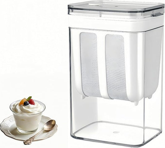 Yogurt Strainer——「0.9QT/0.23GAL Filter」 &「1.9QT/0.475GAL Total」, Yogurt Strainer Greek Yogurt Strainer Yogurt Press, BPA-Free PP Strainer for Whey Separation（Filter0.9QT/0.23GAL）