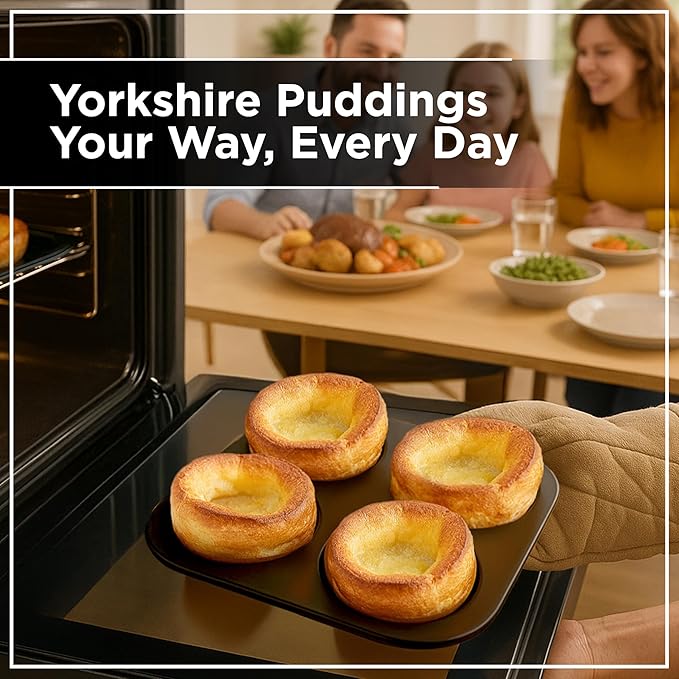 Wrenbury Large Yorkshire Pudding Pan Heavy Duty - Non-Stick for Perfect, Easy Release Puddings 4 inch - Even Heating, Non-Stick Coating Tray - 10 Year Guarantee