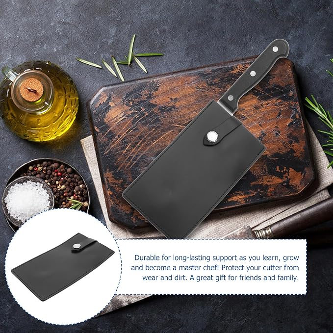 DIYEAH PU Leather Chef Knife Cover Cutter Protector Sheath 17.8X10Cm Kitchen Knife Guard Sleeve for Home Cooking Safety