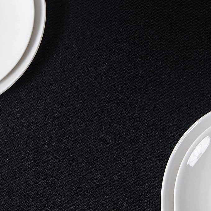 maxmill Jacquard Square Tablecloth Waterproof Spillproof Wrinkle Resistant Soft Textured Table Cloth for Dinner and Party Washable Polyester Fabric, Indoor and Outdoor Use, 60 x 60 Inch, Black