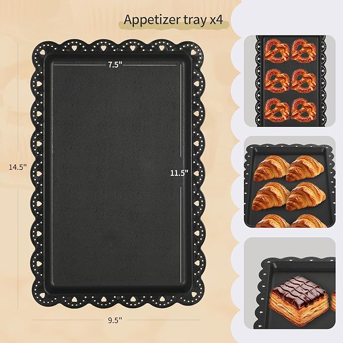 NWK 5 Piece Cake Stand Set with 2 x Large 3-Tier Cupcake Stands, 3 x Appetizer Trays, for Wedding Birthday Baby Shower Tea Party Decorations (Black)
