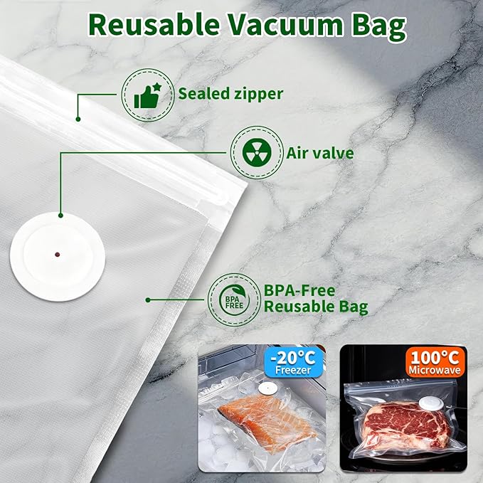 Compact Vacuum Sealer for Food, Portable Handheld Vacuum Sealer Machine with Visible Water Tank, 30 Reusable Bags, 5X Fresh Longer food preservation for Kitchen Meal Prep, Home & Camping