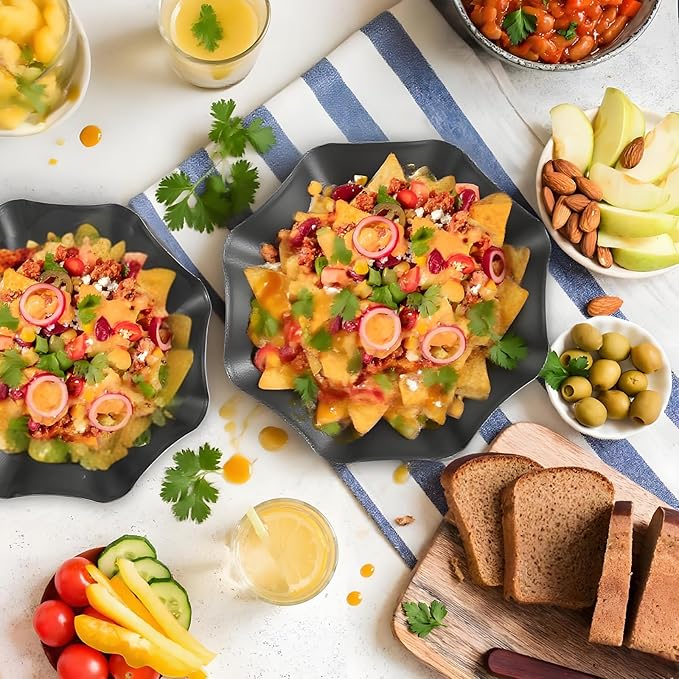Tosnail 6 Pack Large Taco Shell Bowl, 8.5 Inch Tortilla Pan, Non-Stick Fluted Tart Mold, Salad Shell Bowl Maker for Home Baking, Salads