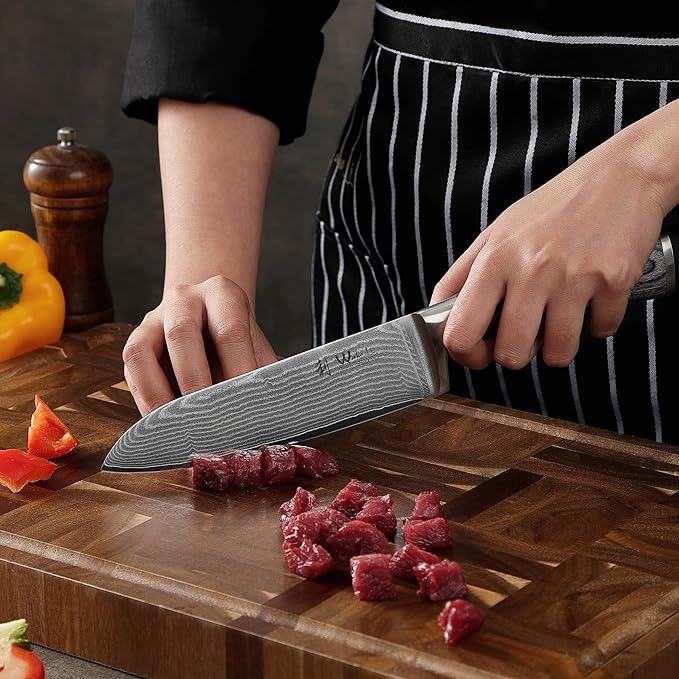 Wakoli EDIS 3-Piece Damascus Knife Set – Professional Kitchen Knives with VG10 Core Blades, 67-Layer Damascus Steel and Ergonomic Pakkawood Handles – Premium Chef Knife Set in Wooden Gift Box