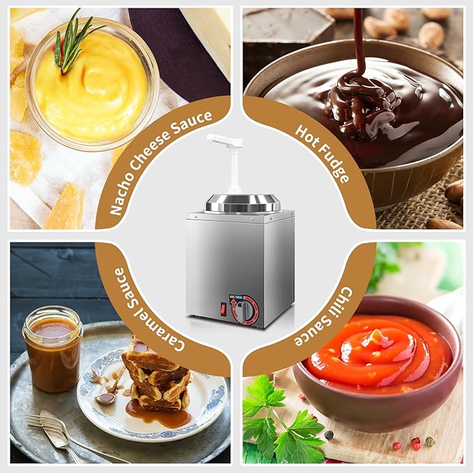 Cheese Warmer Dispenser with Pump,Nacho Cheese Warmer with 2.8Qt Capacity,Electric Hot Fudge Dispenser Caramel Butter Sauce Warmer 400W,86-194 F Temp Adjustable for Salad Jam Seasoning Sauce