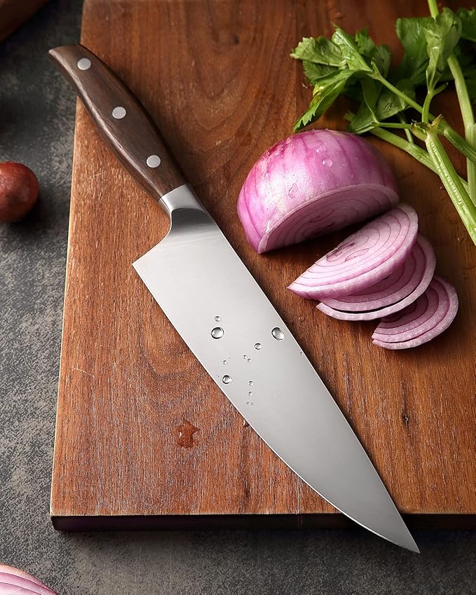 XINZUO 8 Inch Chef Knife,German Stainless Steel, Professional Kitchen Cutting Knife, Ultra Sharp Cooking Knife with Red Sandalwood Handle