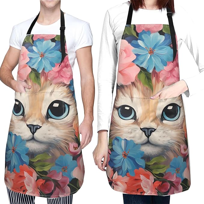 Apron with Pockets Aprons for Women Men Kitchen Chef Apron for Cooking Gardening Server Waitress Painting