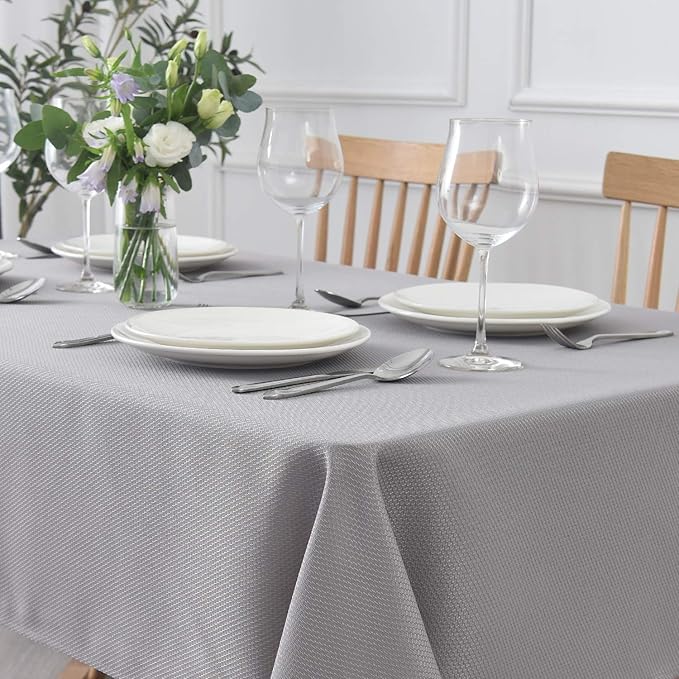 maxmill Square Jacquard Tablecloth Water Resistance Antiwrinkle Spill Proof Textured Table Cloth, Fabric Table Cover for Buffet Banquet Parties Event Holiday Dinner, 70 x 70 Inch, Light Gray