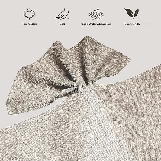 BALCONY & FALCON Cloth Napkins Set of 6 Washable Linen Napkins Absorbent Wrinkle-Free Fabric Napkins Bulk for Dinner Wedding Party Easter Thanksgiving Christmas Banquet (Beige 17.7"x17.7")