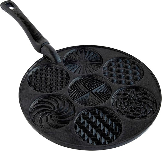 Nordic Ware Nonstick Pancake Pan, Heavy Aluminum, 7 Round Cups, For Gas, Electric, Ceramic Stovetops, Made in USA
