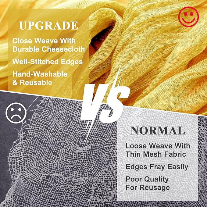 Wokceer Cheesecloth Table Runner Christmas 2Pack 10FT Gold Boho Gauze Fall Easter Cheese Cloth Table Runner for Party Long Rustic Sheer Table Runners for Baby Bridal Shower Wedding Table
