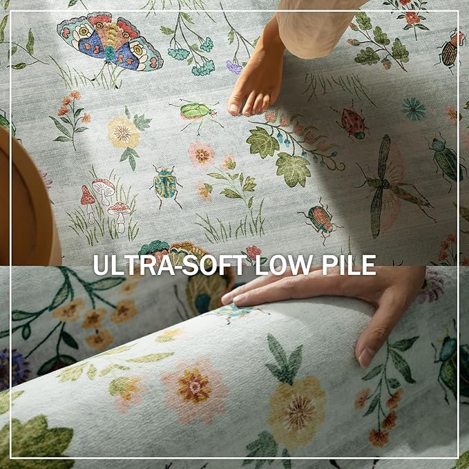 Machine Washable Runner Rug for Entryway: 2'x6' Kitchen Rugs Stain Resistant Non Slip Low Pile Soft Carpet Runners for Hallways Indoor Entryway Kitchen Beside Bedroom Living Room Farmhouse