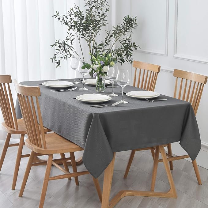 maxmill Jacquard Square Tablecloth Stain Resistant Waterproof Wrinkle Resistant Washable Soft Table Cloth, Fabric Table Cover for Dining Room, Indoor and Outdoor Use, 52 x 52 Inch, Charcoal